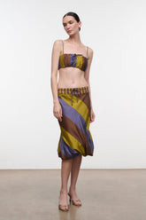 ODETTE SILK SKIRT | SIENNA STRIPE CIGAR STRIPE