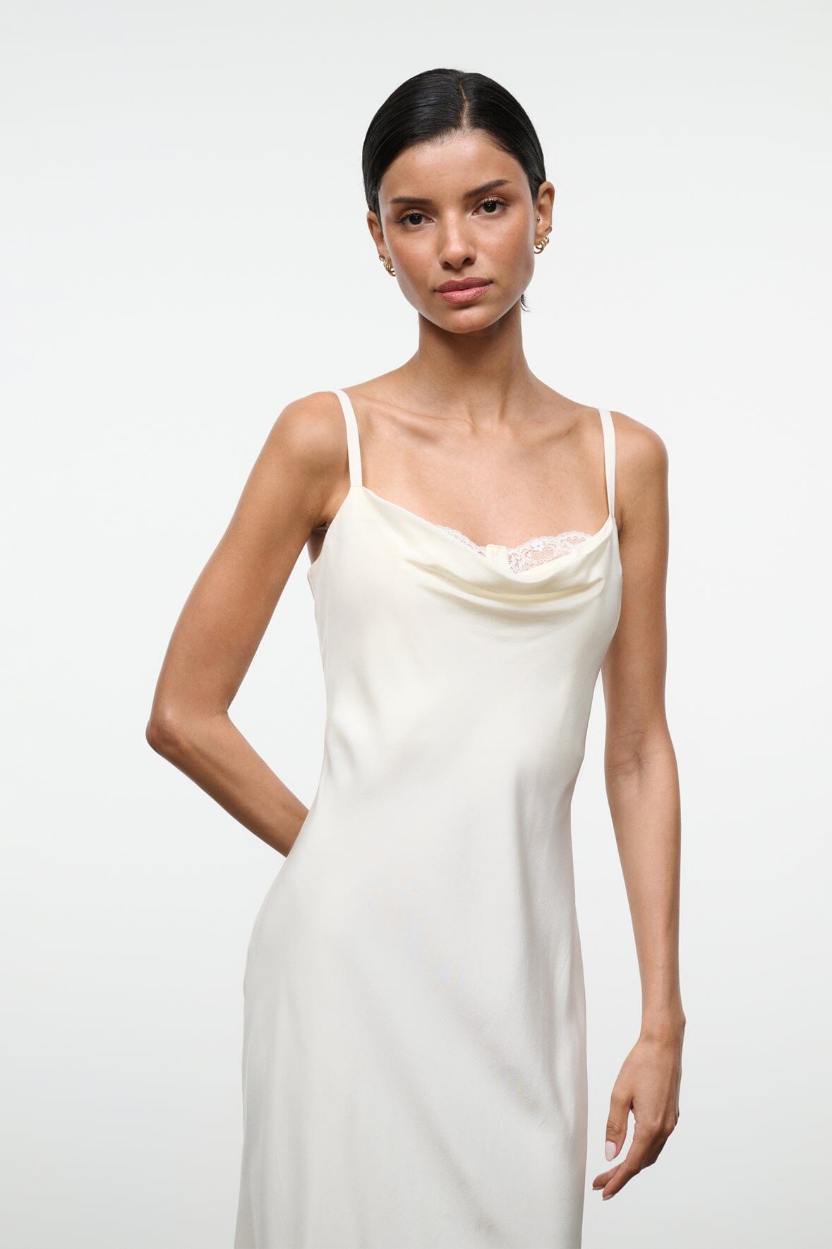 EVANGELINE SILK MIDI DRESS | IVORY