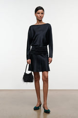 FREDA SILK MINI DRESS | BLACK
