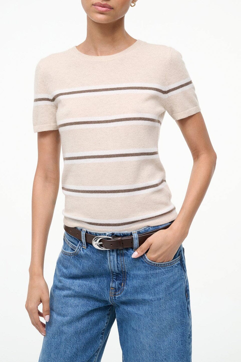 EASY CASHMERE TEE | WHISPER STRIPE